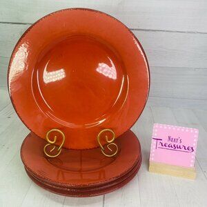 Home HMQ41 All Brick Red Brown Highlights Italy Stoneware Dinner Plates Set 4